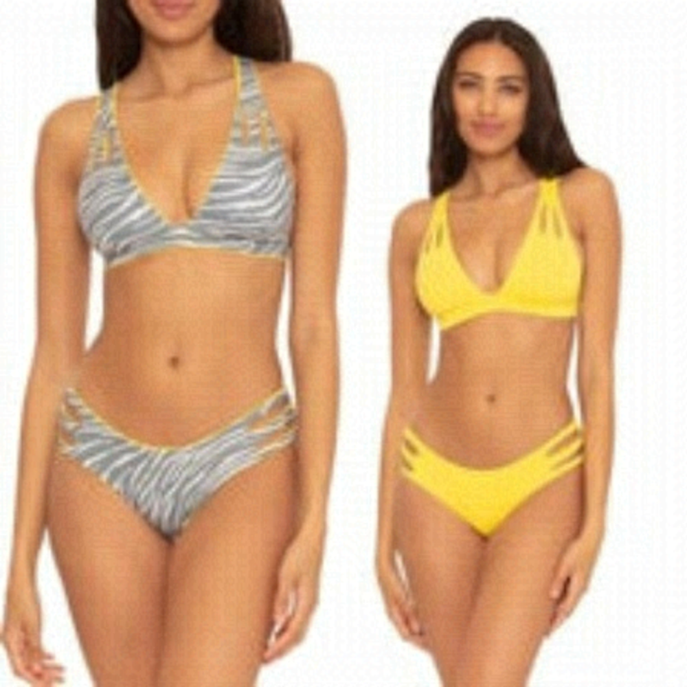 BECCA "Ferocious" Reversible Halter Bikini Top Womens BNWOT Yellow